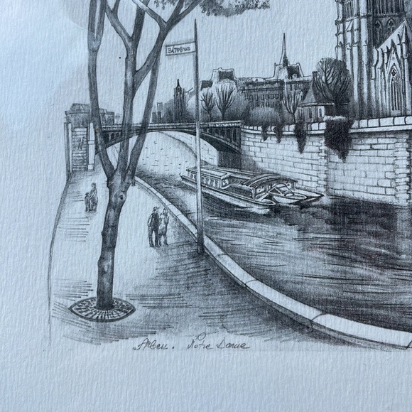 PARIS, Louvre, and Notre Dame LITHOGRAPH of Graphite On Paper, by "Arben" - Picture 4 of 6